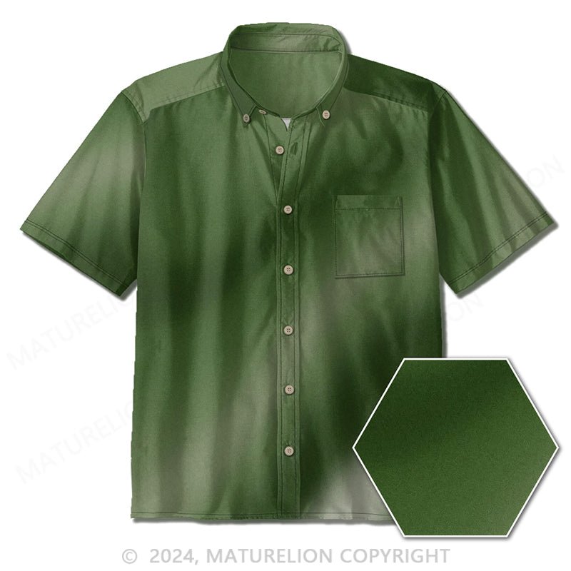 Maturelion Men's Forest Green Short Sleeve Dress Shirt