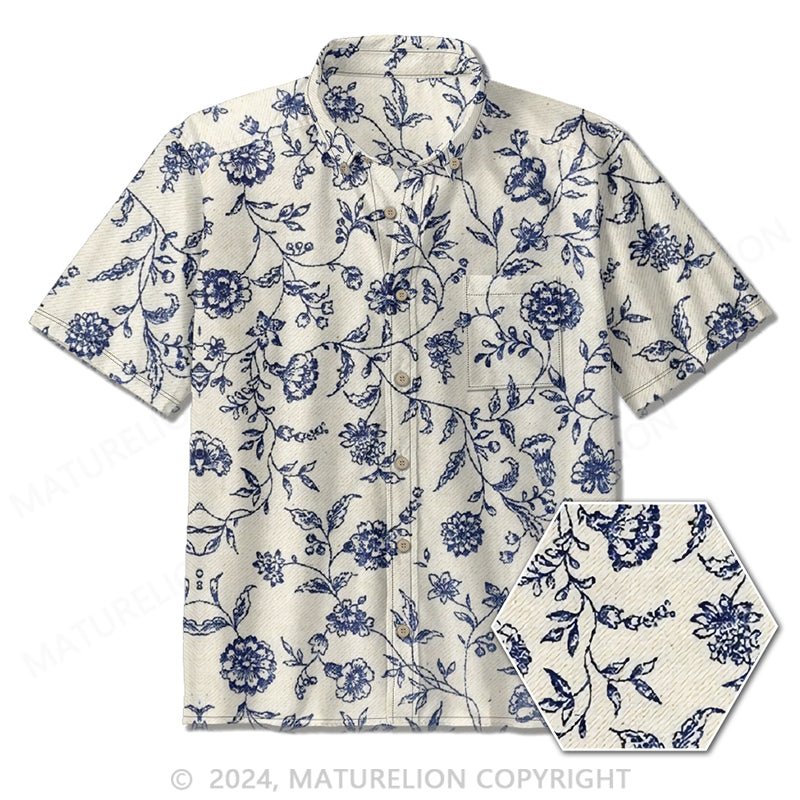 Maturelion Casual Button-Down Shirt for Men | Printed Design, Long Sleeve, 100% Cotton Shirt