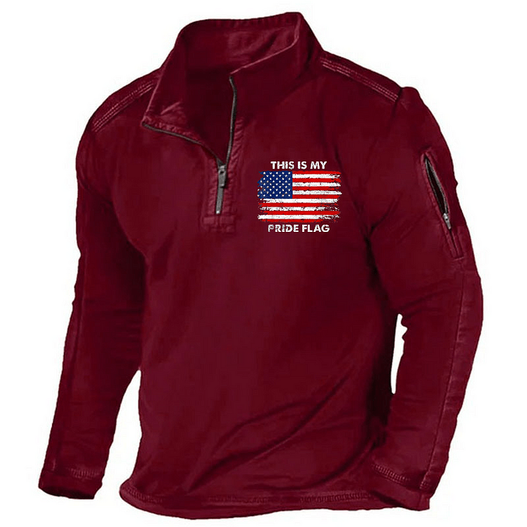 Maturelion Men's Henley Shirt This Is My Pride Flag USA Flag Henley Shirt