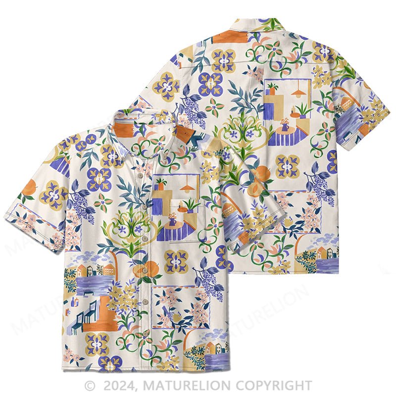 Maturelion Short-sleeve printed flex casual shirt