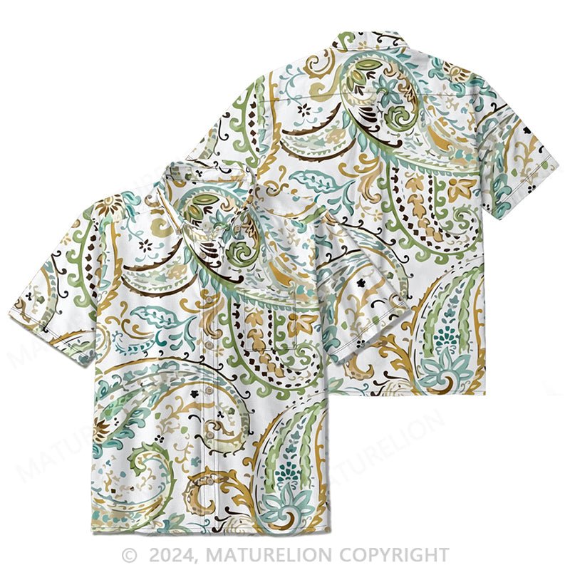 Maturelion Short sleeve loose printed shirt for men