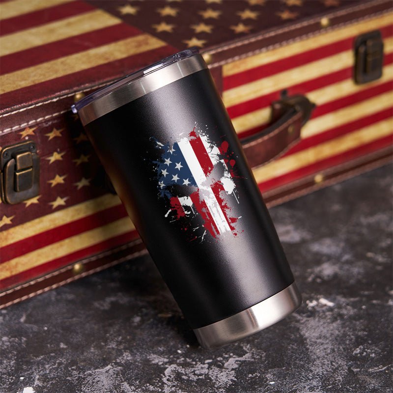 Maturelion Men's Tumbler Skull & Stripes: Patriotic Flag Tumbler