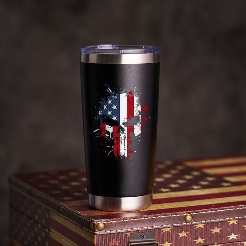 Maturelion Men's Tumbler Skull & Stripes: Patriotic Flag Tumbler