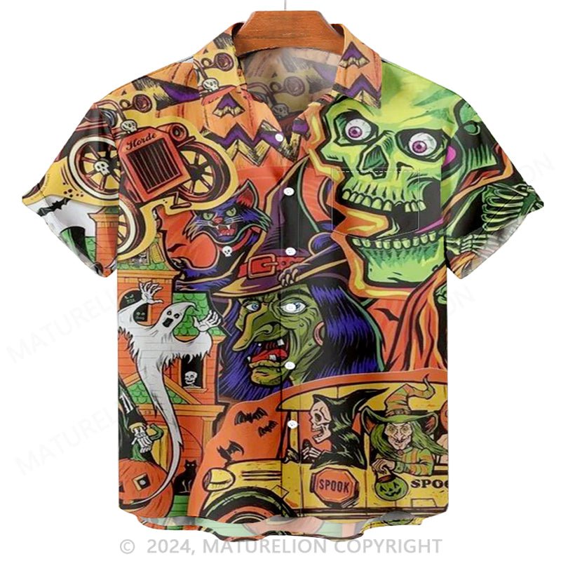 Maturelion Men'S Halloween Printed Shirt