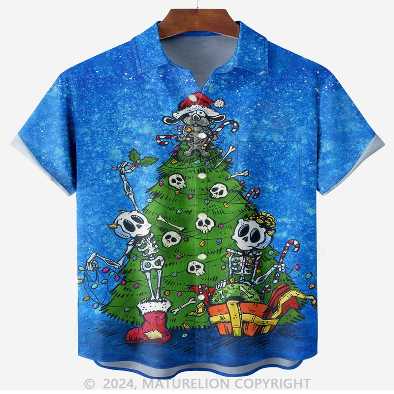 Maturelion Christmas Christmas Tree And Skeleton Hawaiian Shirt