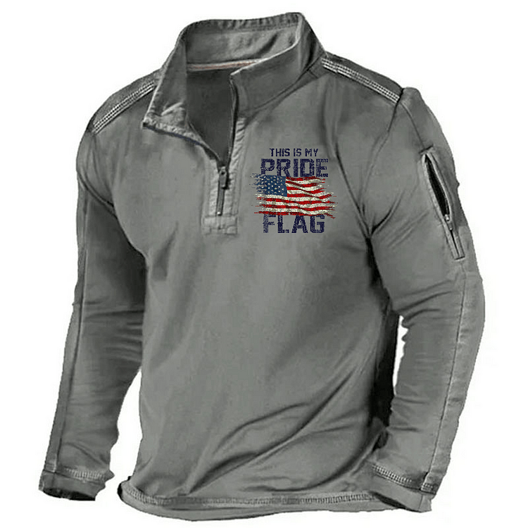 Maturelion Men's Henley Shirt This Is My Proud Flag Henley Shirt