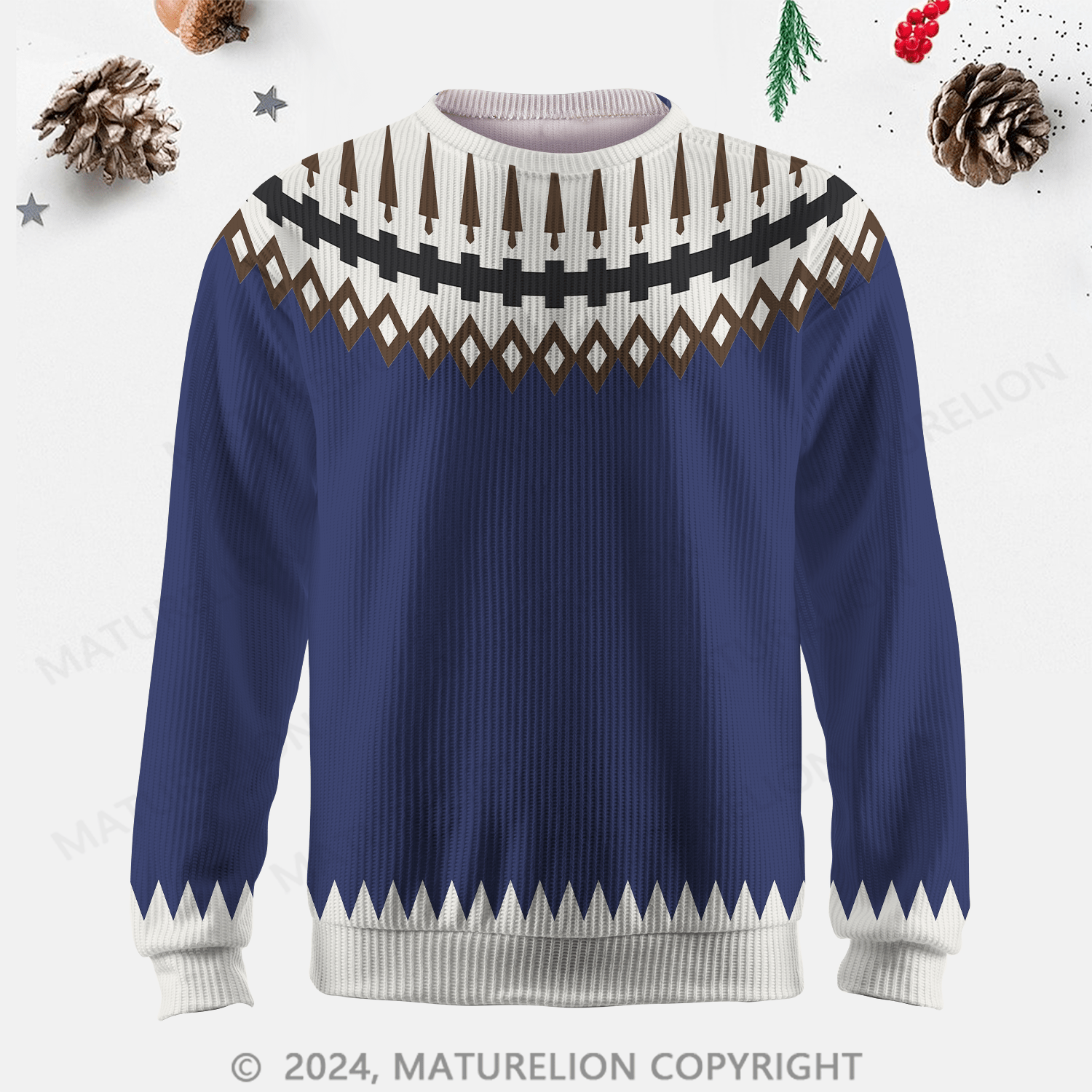 Maturelion Men's Sweater Classic Wool Knit Fair Isle Sweater