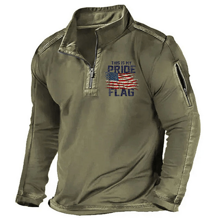 Maturelion Men's Henley Shirt This Is My Proud Flag Henley Shirt