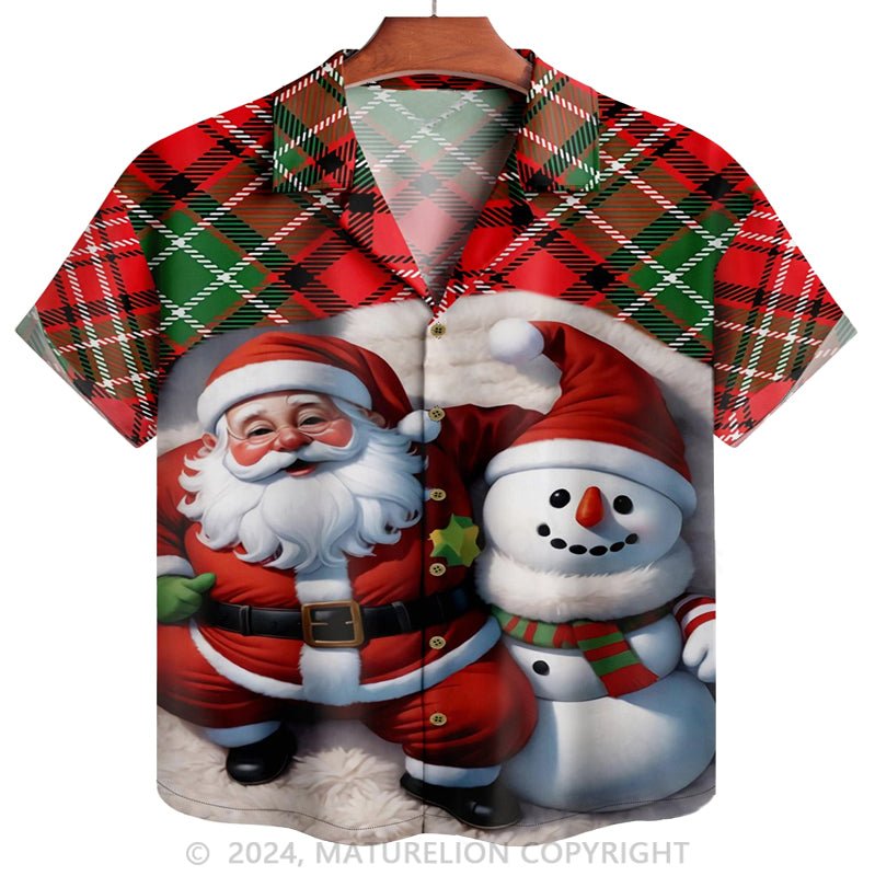 Maturelion Christmas Santa Claus Snowman Hawaiian Shirt