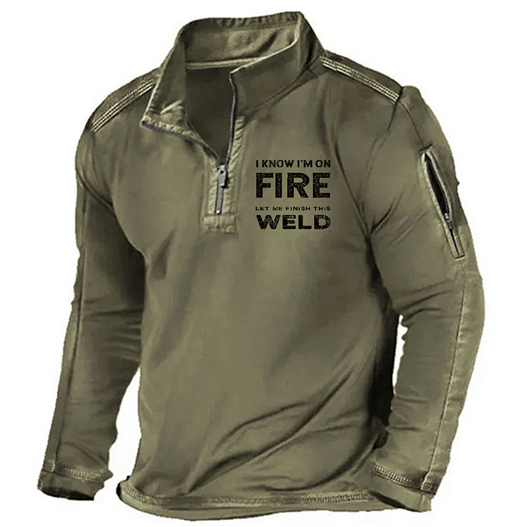 Maturelion Men's Henley Shirt I Know I'm On Fire Let Me Finish This Weld Henley Shirt