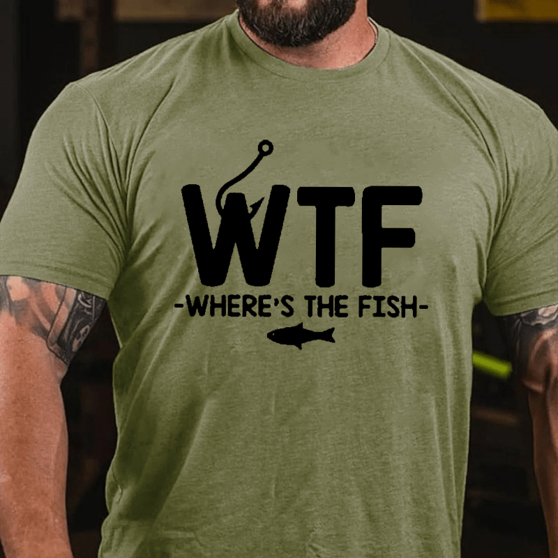 WTF - Where's The Fish Funny Print Cotton T-shirt