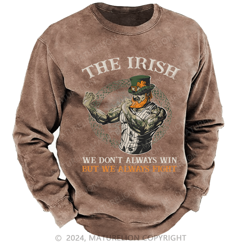 Maturelion St Patrick's Sweatshirt  Fighting Irish Washed Sweatshirt