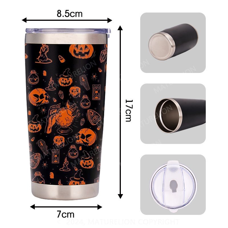 Maturelion Halloween Pumpkin and Ghost Tumbler 20oz Gifts Presents