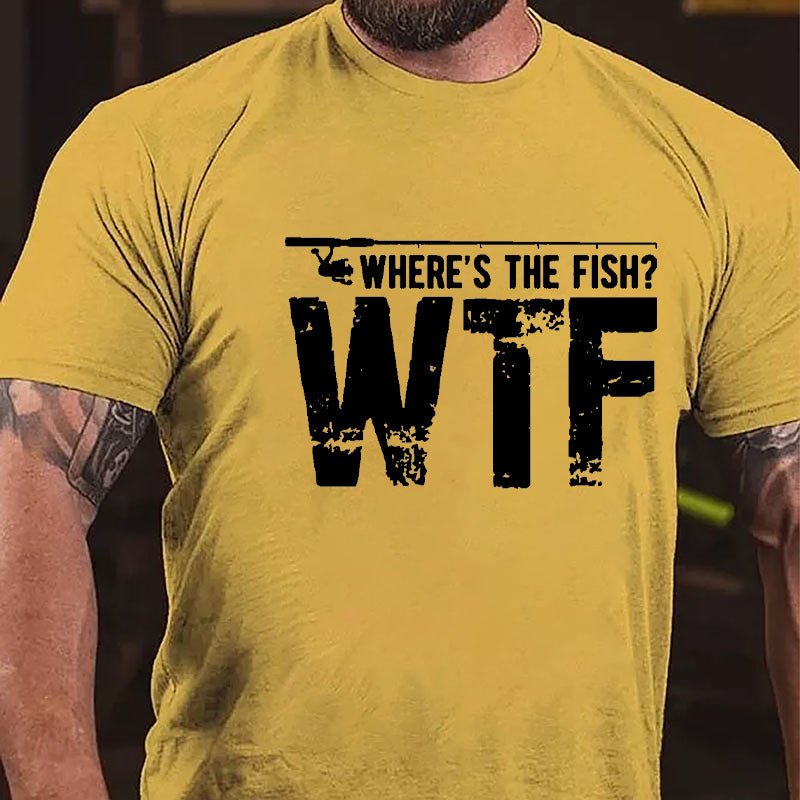 WTF Where's The Fish Funny Cotton T-shirt