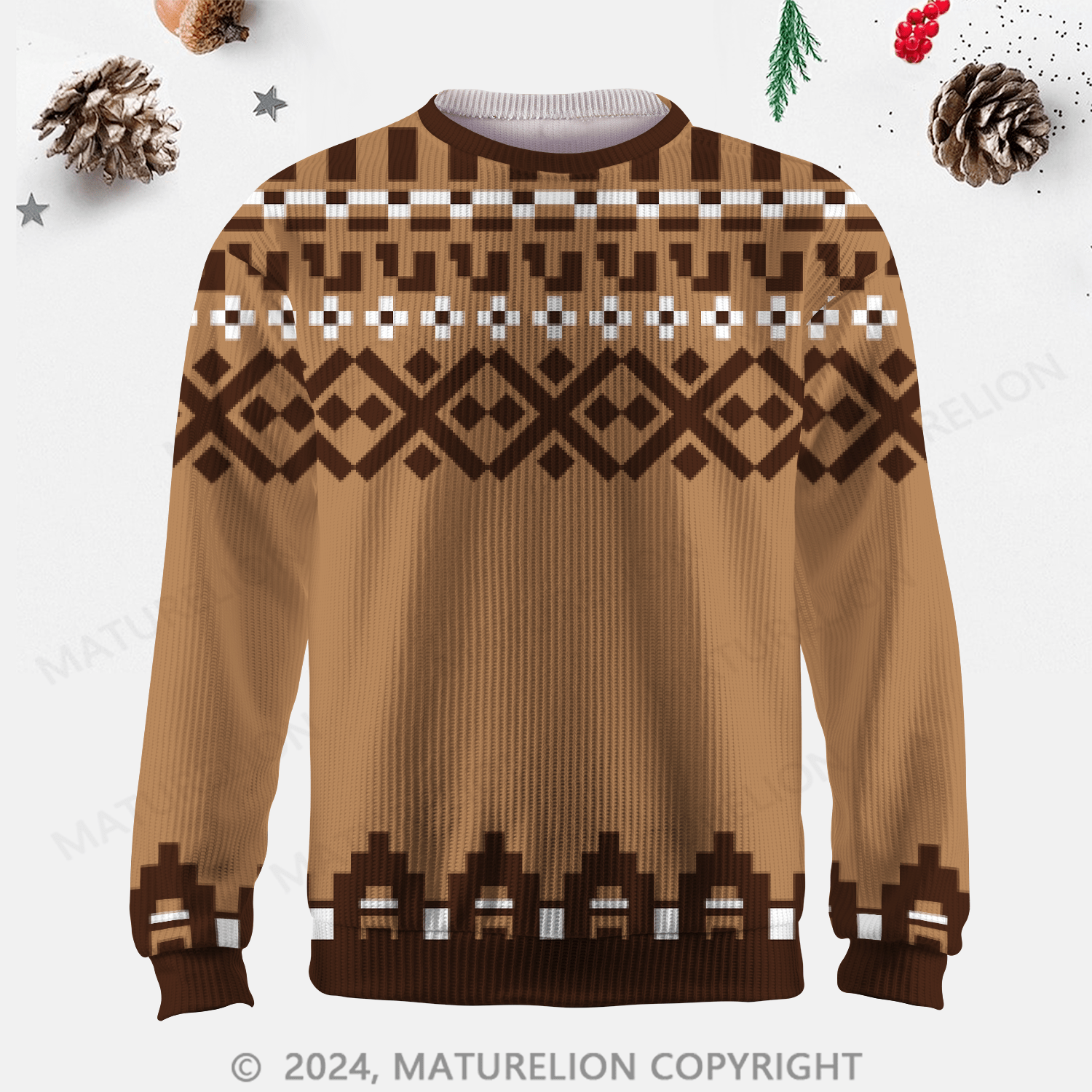 Maturelion Men's Sweater Heritage Knit Fair Isle Sweater