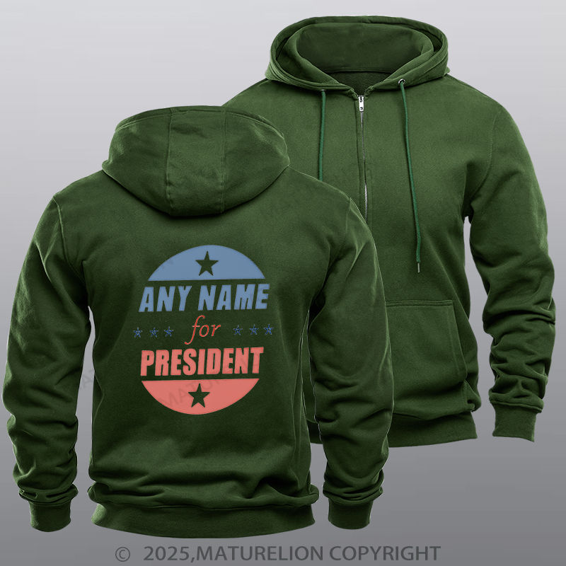 Maturelion  Men's Hoodie Personalized Name President Hoodie  Zipper Hoodie