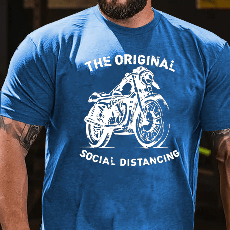 The Original Social Distancing Motorcycle Print Cotton T-shirt