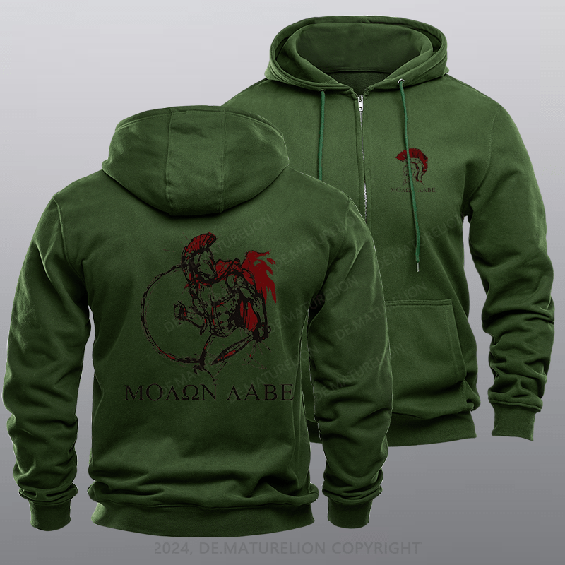 Maturelion Men's Hoodie Coyote Spartan Warrior Zipper Hoodie