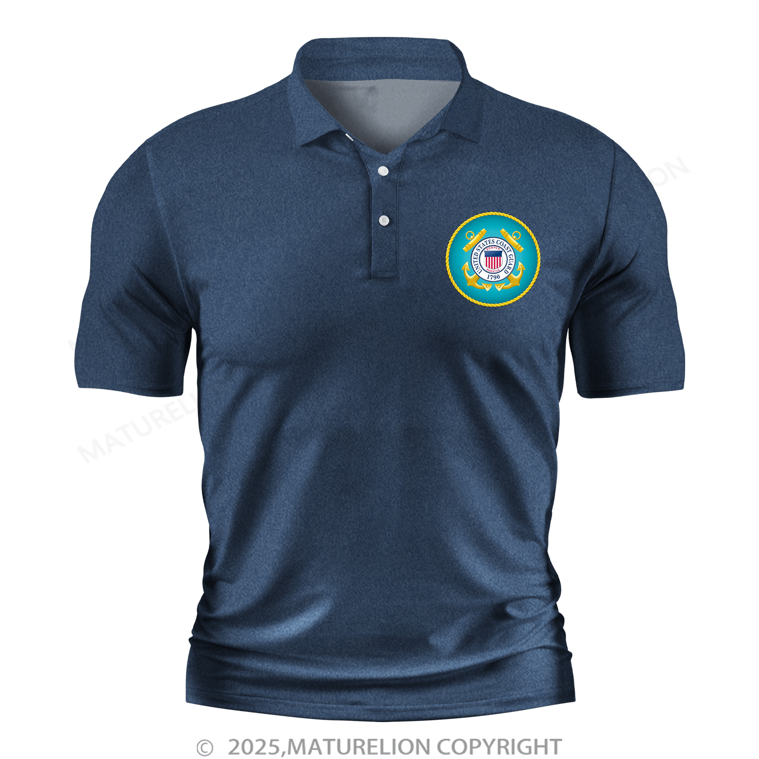 Maturelion Men's Polo Shirt U.S. Coast Guard V-Neck Polo Shirt