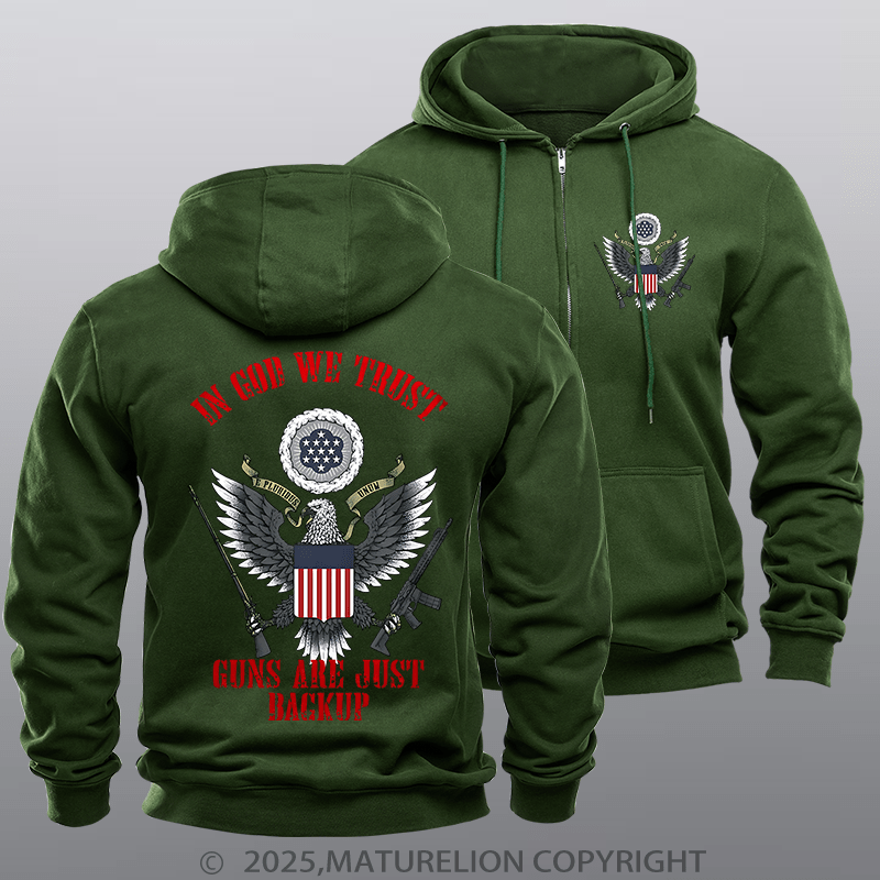 Maturelion Men's Hoodie In God We Trust Zipper Hoodie