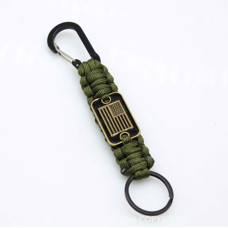 Maturelion Camouflage Heavy Duty Paracord Lanyards Keychains with USA Flag