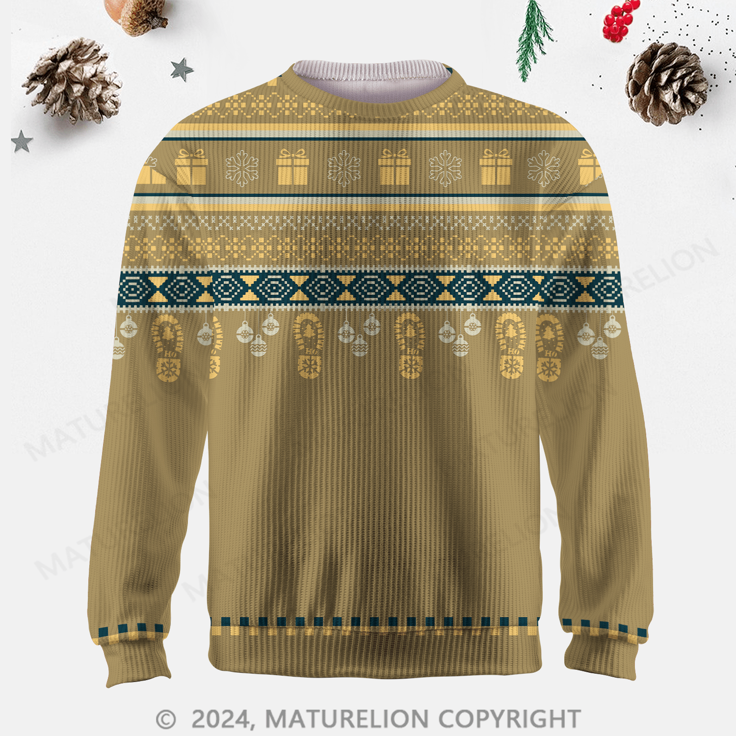 Maturelion Men's Sweater Autumn Color Block Fair Isle Sweater