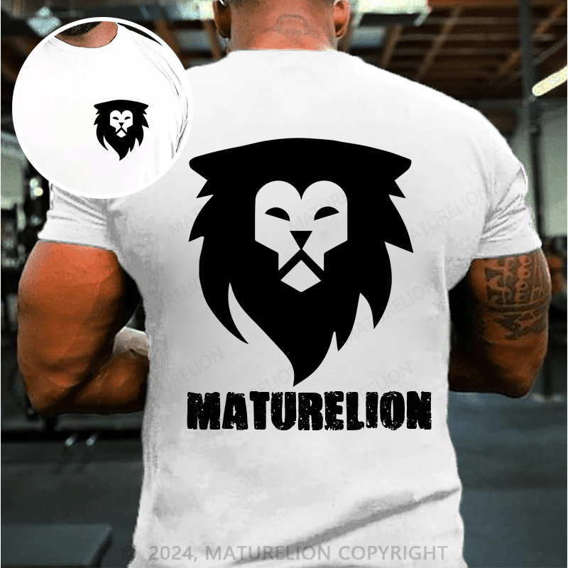 Maturelion Classical  Essentials Retro Mature Lion Printing Cotton T-Shirt