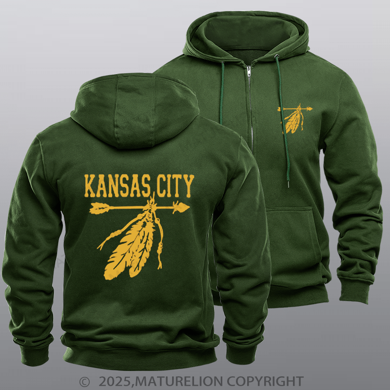 Maturelion Super Bowl Hoodie Vintage KC Missouri Retro Classic Zipper Hoodie