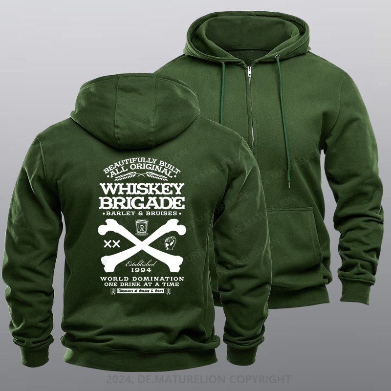 Maturelion Men's Hoodie Whiskey Brigade Zipper Hoodie