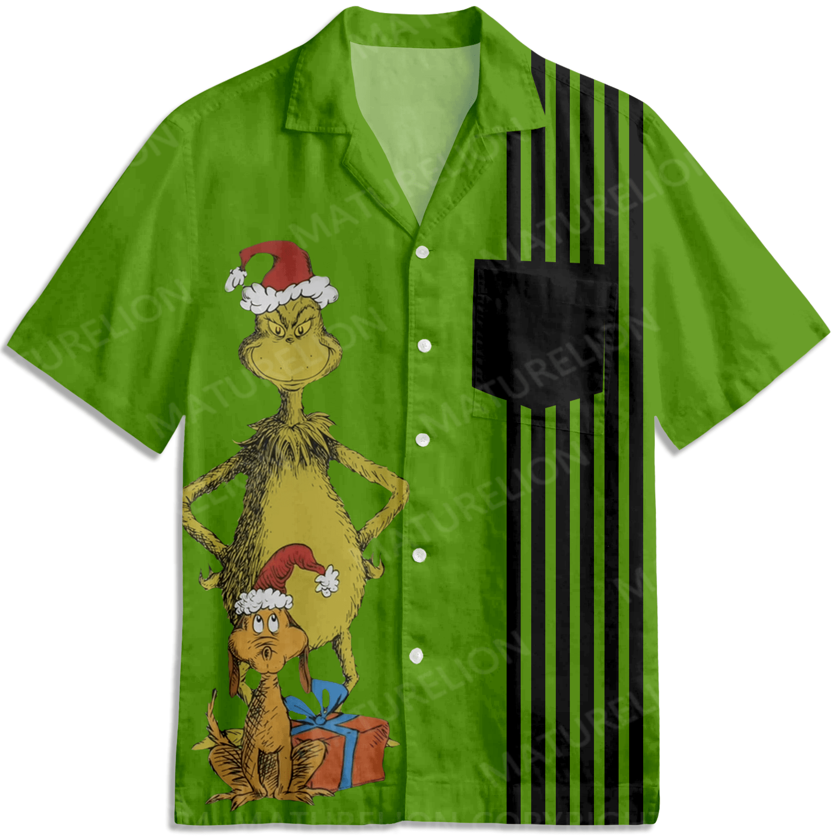 Maturelion Christmas Hawaiian Shirts Happy Holidays Christmas Pattern Short Sleeve Shirts Hawaiian Shirts