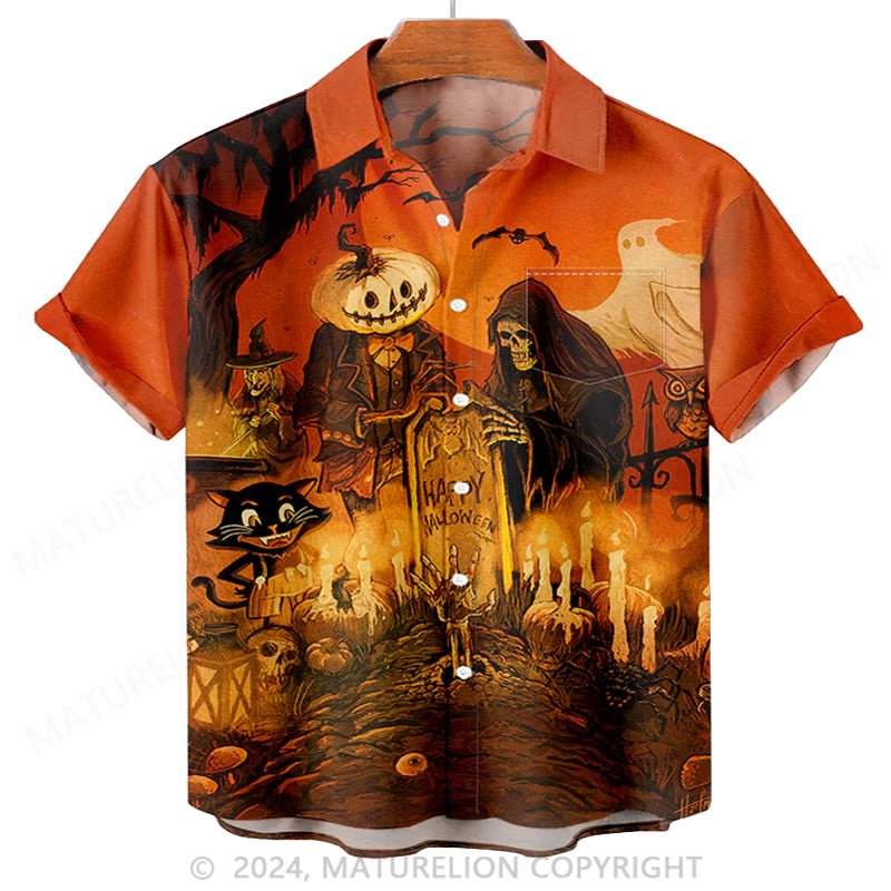 Maturelion Men'S Halloween Party Printed Shirt