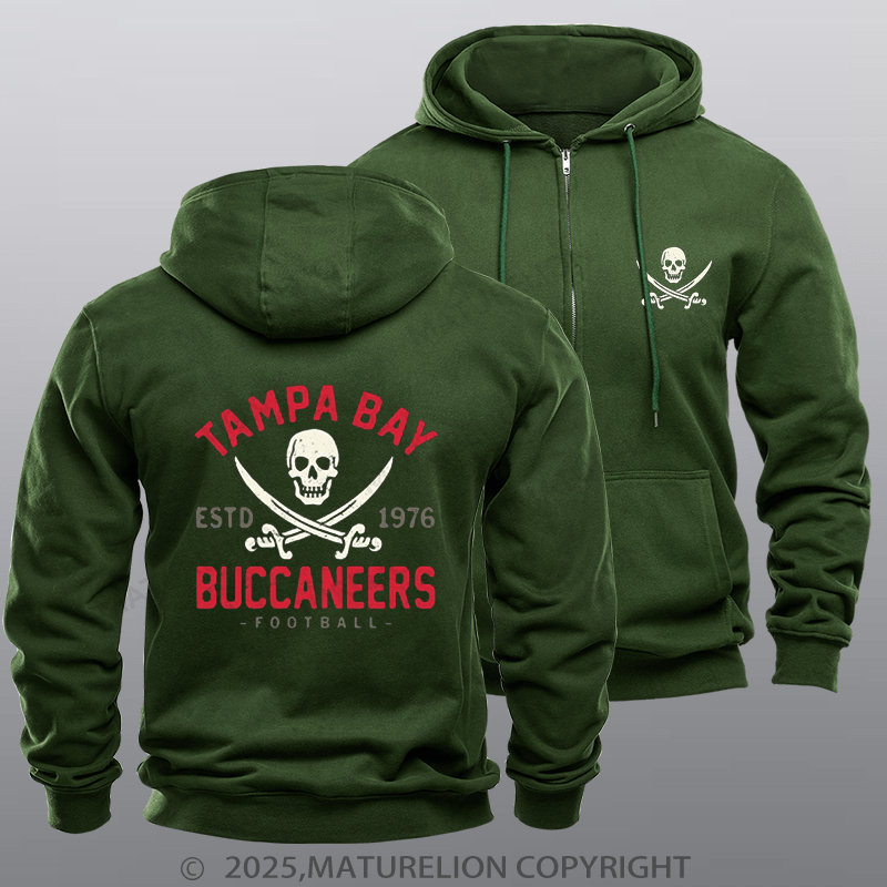 Maturelion Super Bowl Hoodie Retro Tampa Bay Buccaneers by Buck Zipper Hoodie