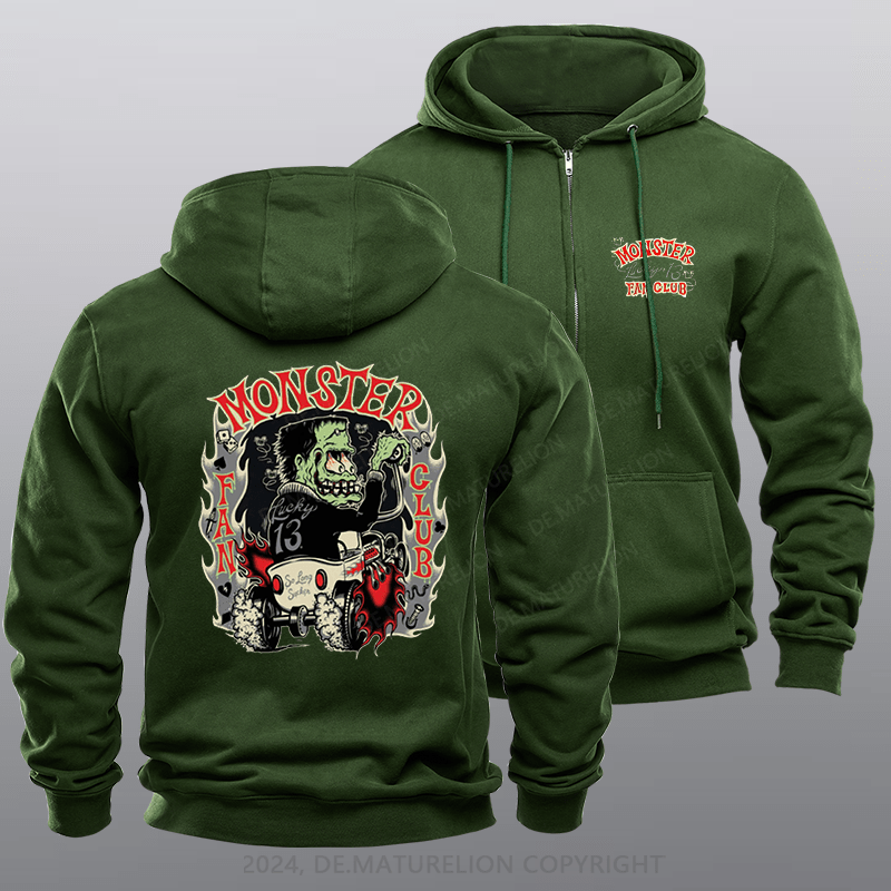 Maturelion Men's Hoodie The Monster Rodder Hot Rod Retro Zipper Hoodie