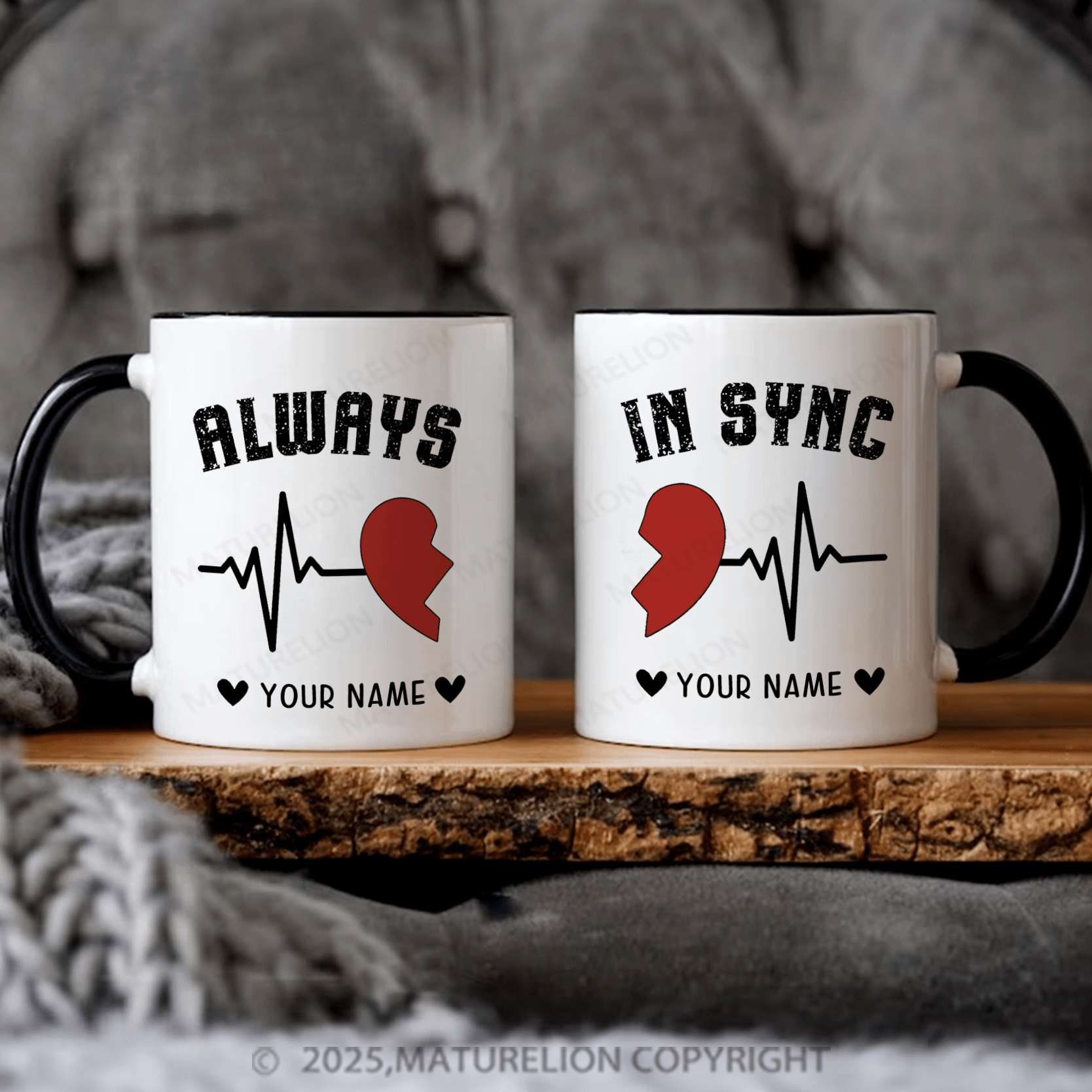 Maturelion Couple Mug Set Heartbeat Love Mug Set