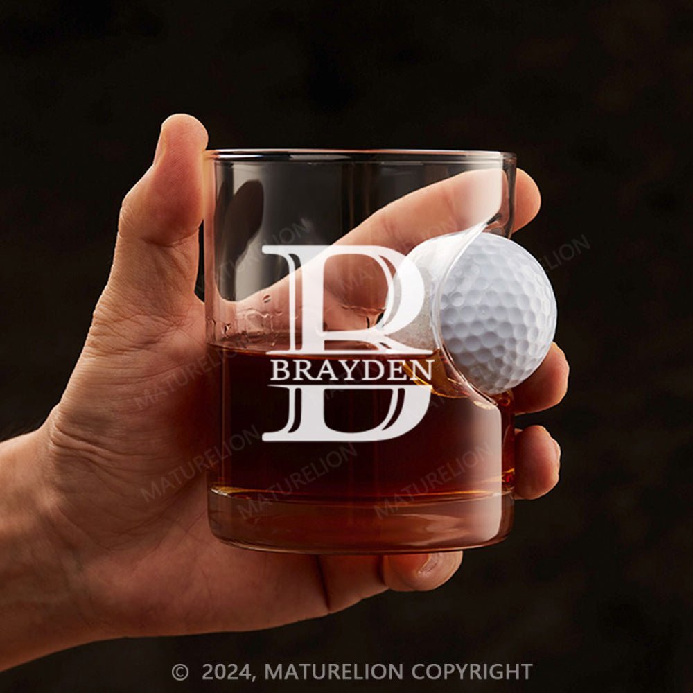 Maturelion Personalized Golf Ball in Whiskey Lowball Glass