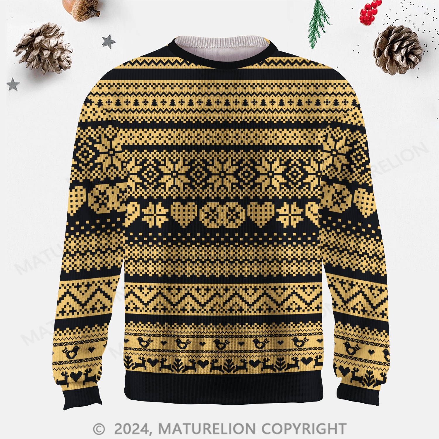 Maturelion Men's Sweater Elegant Winter Fair Isle Sweater