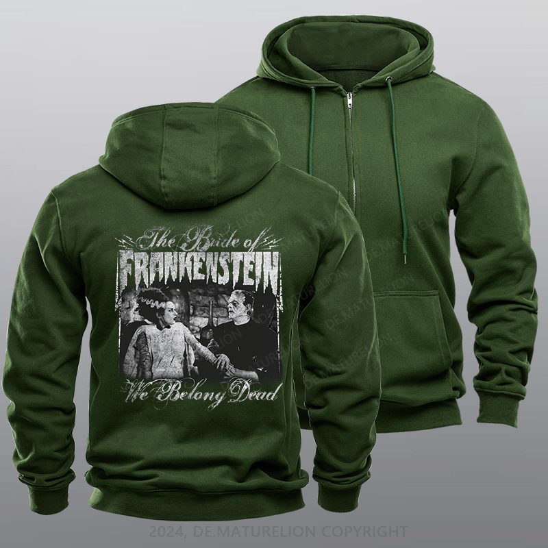 Maturelion Men's Hoodie Frankenstein We Belong Dead Zipper Hoodie