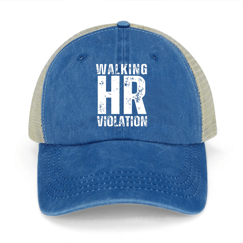 Walking HR Violation Washed Denim Mesh Back Cap