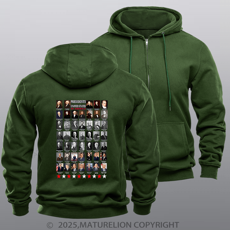 Maturelion  Men's Hoodie Presidents Hoodie  Zipper Hoodie