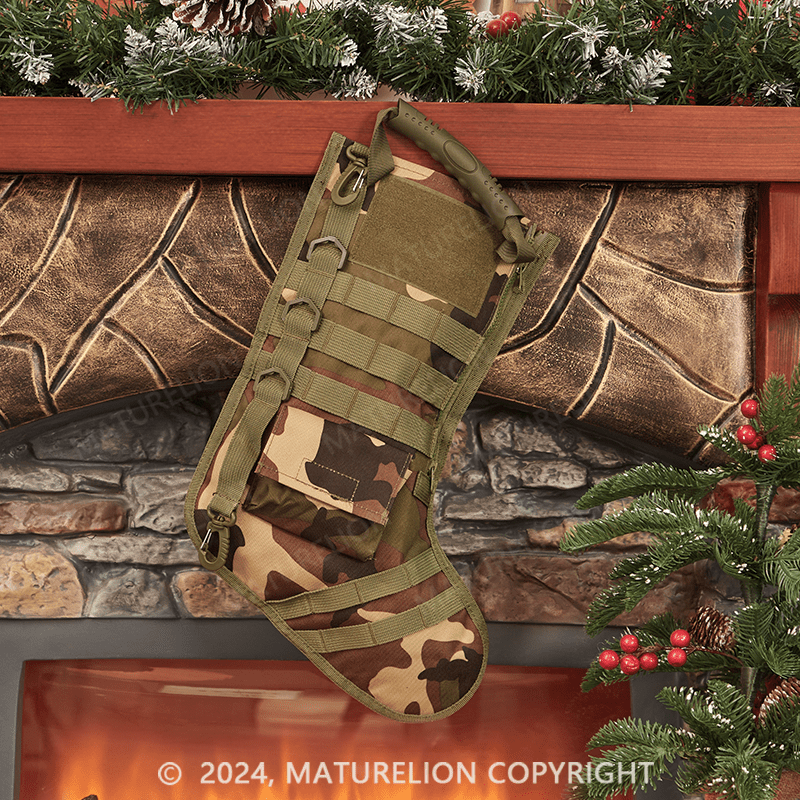 Maturelion Tactical Christmas Stocking, with Flag Patch MOLLE Webbing