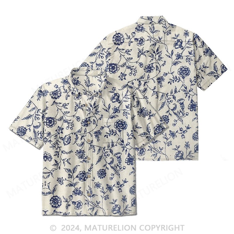 Maturelion Casual Button-Down Shirt for Men | Printed Design, Long Sleeve, 100% Cotton Shirt