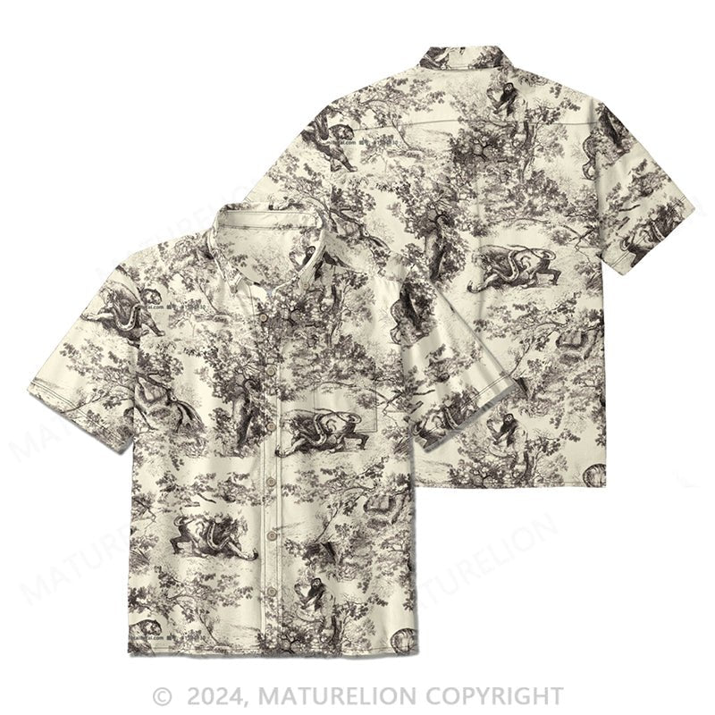 Maturelion Tree Print Button-Down Shirt