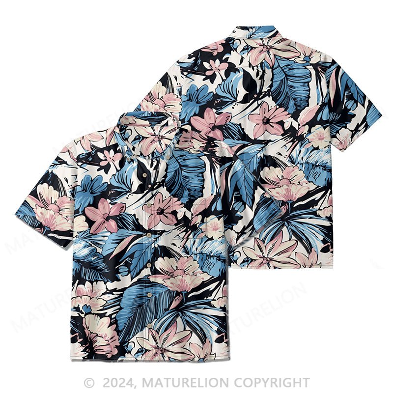 Maturelion Men's Retro 90s Printed Shirts Hawaiian Short Sleeved Button Up Shirt