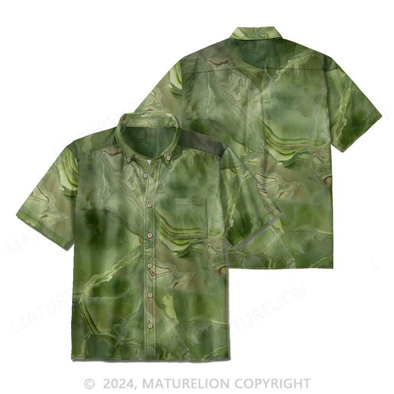 Maturelion 70’s Green Forrest Disco Print Shirt