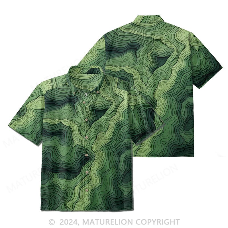 Maturelion Men Shirts Hawaiian Short Sleeve Abstract Button Down Shirt