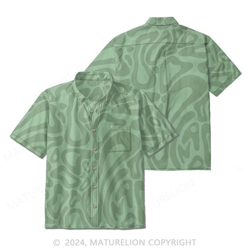 Maturelion Green Seersucker Short Sleeve Shirt