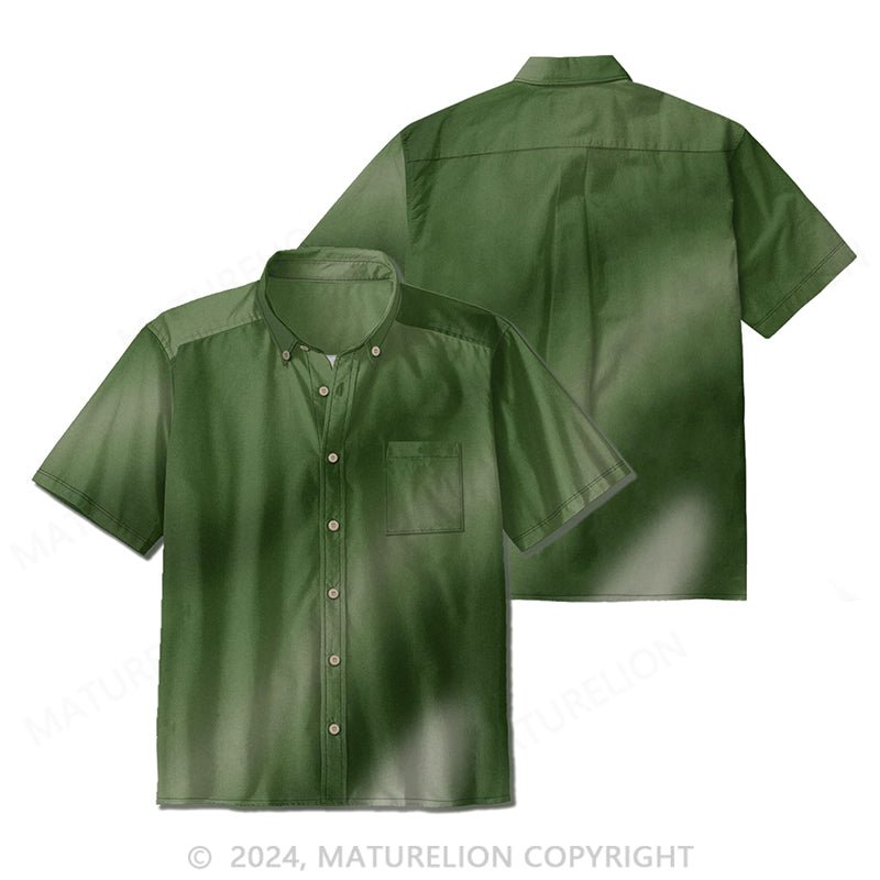 Maturelion Men's Forest Green Short Sleeve Dress Shirt