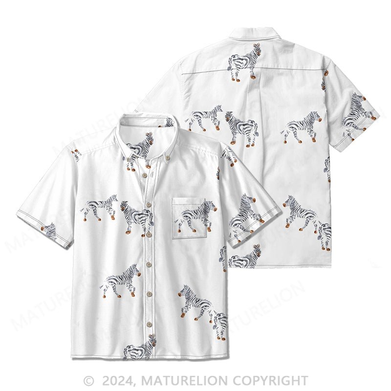 Maturelion Men's Hawaiian Zebras Print Shirt