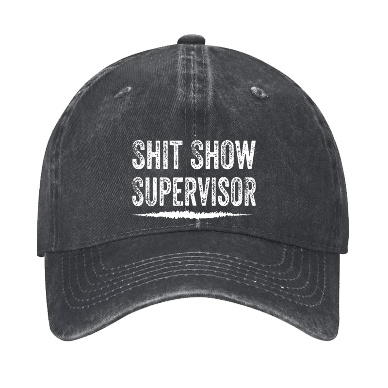 Shit Show Supervisor Funny Text Letters Adjustable Cap