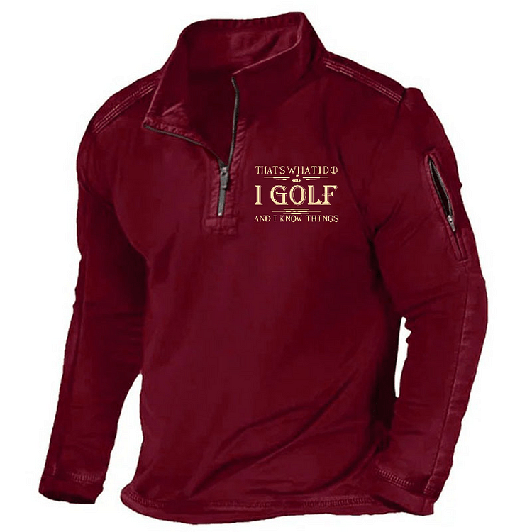 Maturelion Men's Henley Shirt That's What I Do I Golf And I Know Things Henley Shirt